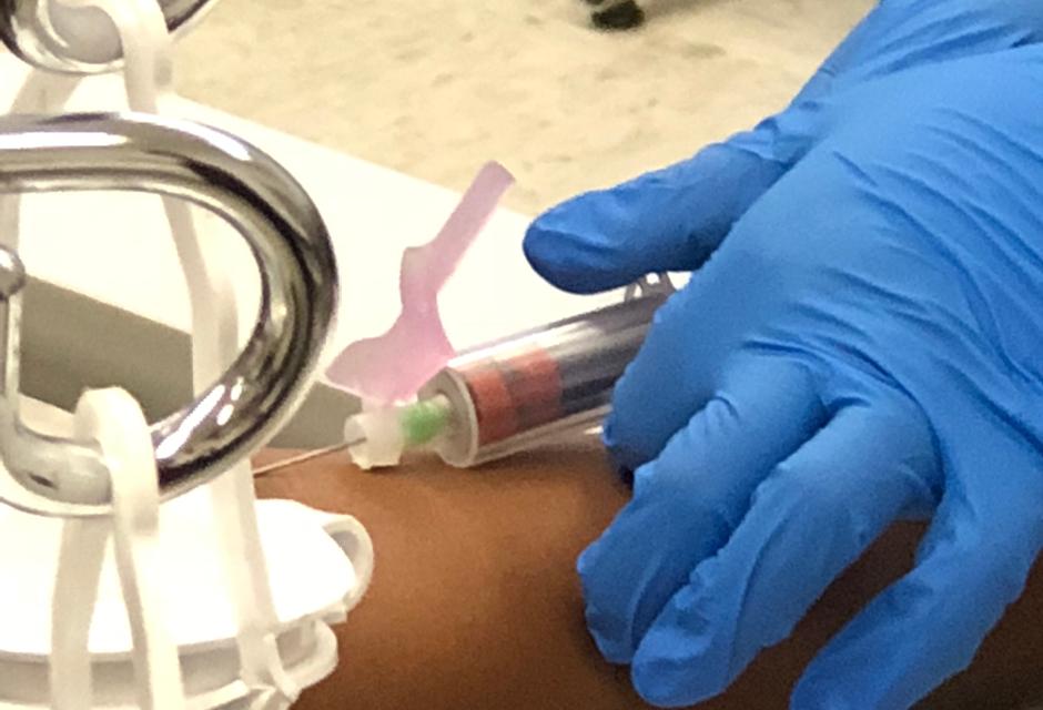 Phlebotomy performed by LBCC students in class