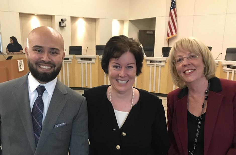 LBCC President with two new VPs.