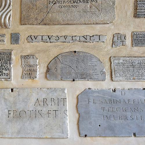 Marble plates with an inscription in latin