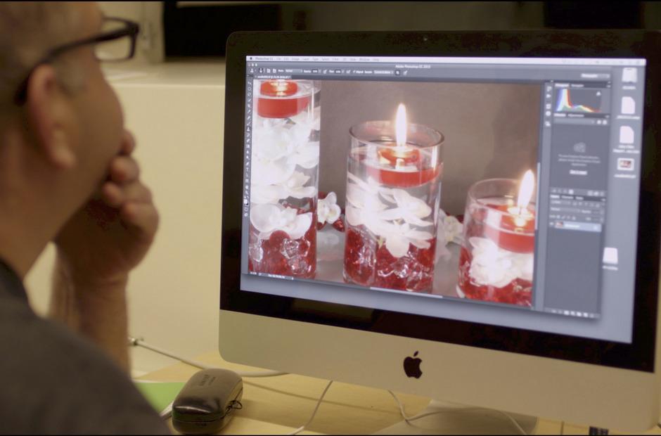 A student editing a photo on a computer.