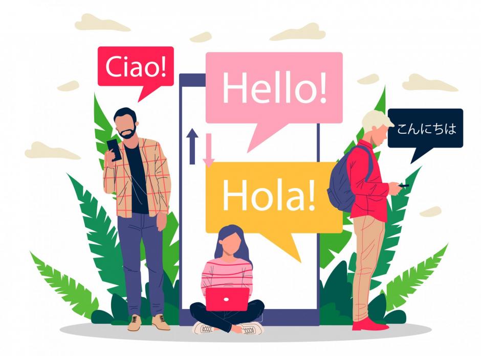 World Languages-Online multi language translator flat vector illustration.